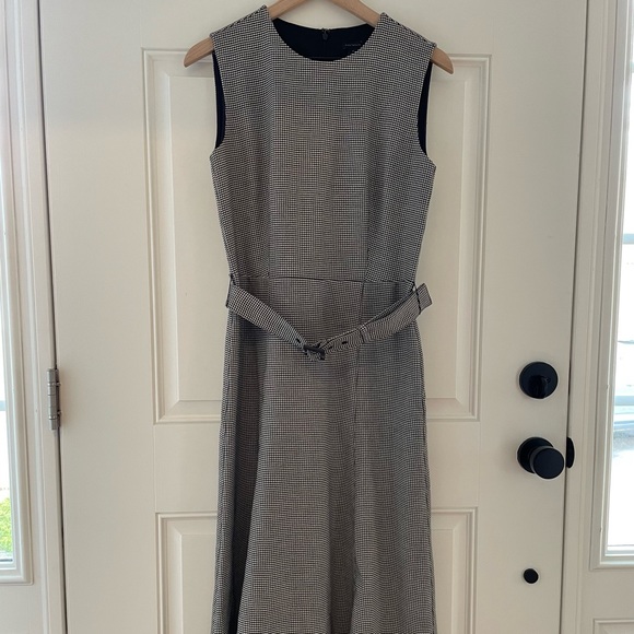 NWT Ann Taylor 4T Belted Houndstooth Midi Sheath Dress - Picture 9 of 13